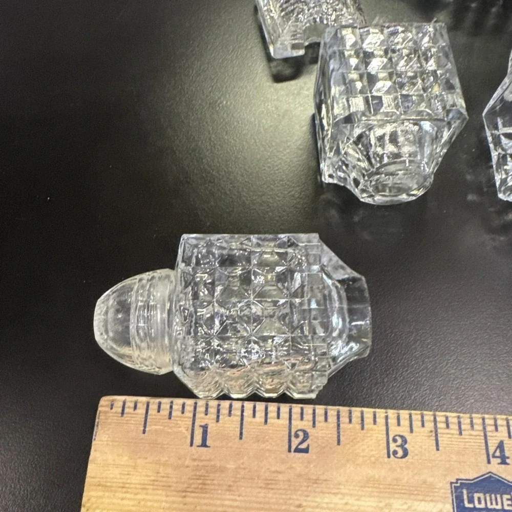 Vtg Bohemia Glass Salt Pepper‎ Shakers Mustard Jar in Tray Czech Bohemian